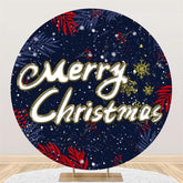 Lofaris Navy Blue Snowflake Round Merry Chrismas Backdrops